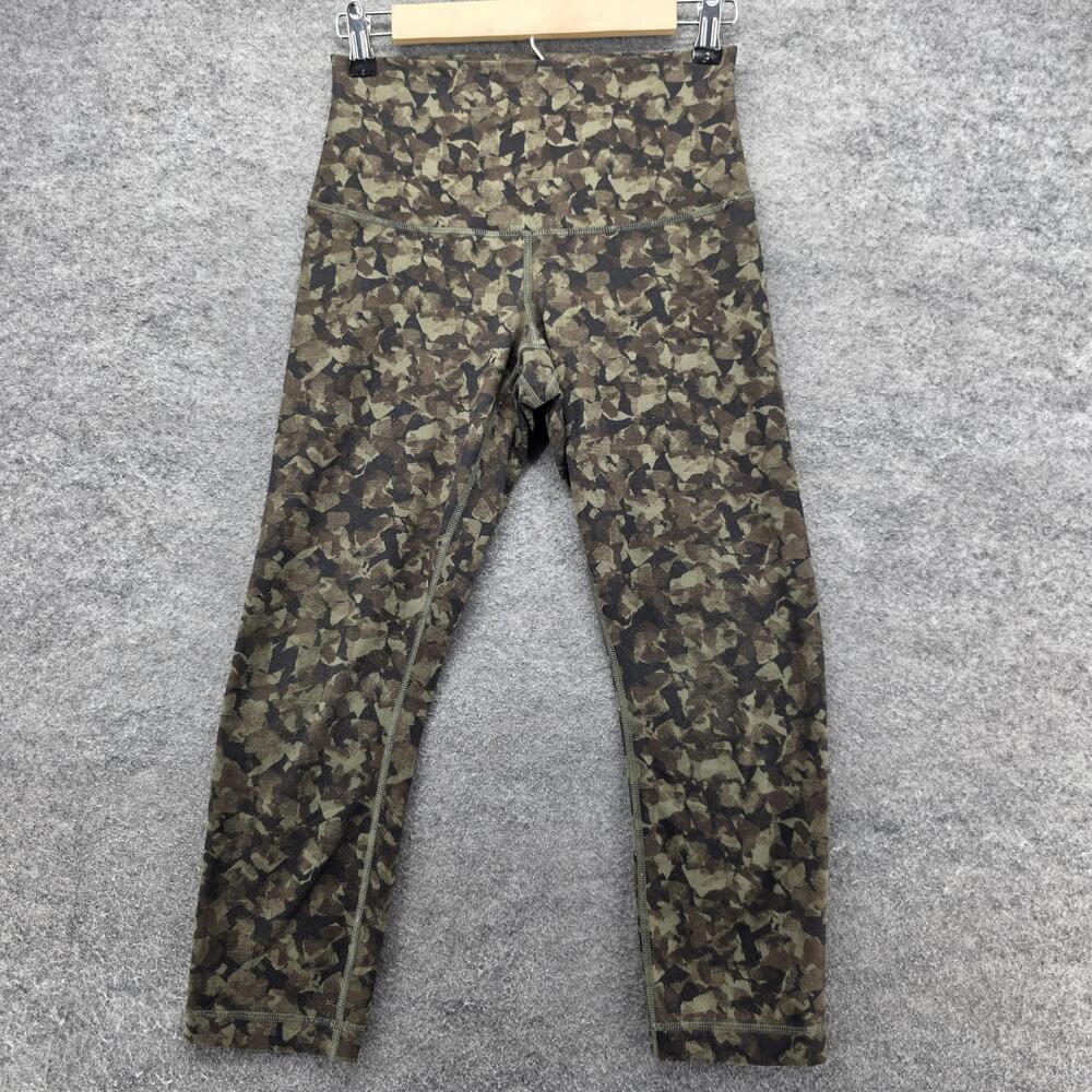 Lululemon Leggings Womens Small Green Camo High Rise Yoga Pants Athletic Workout